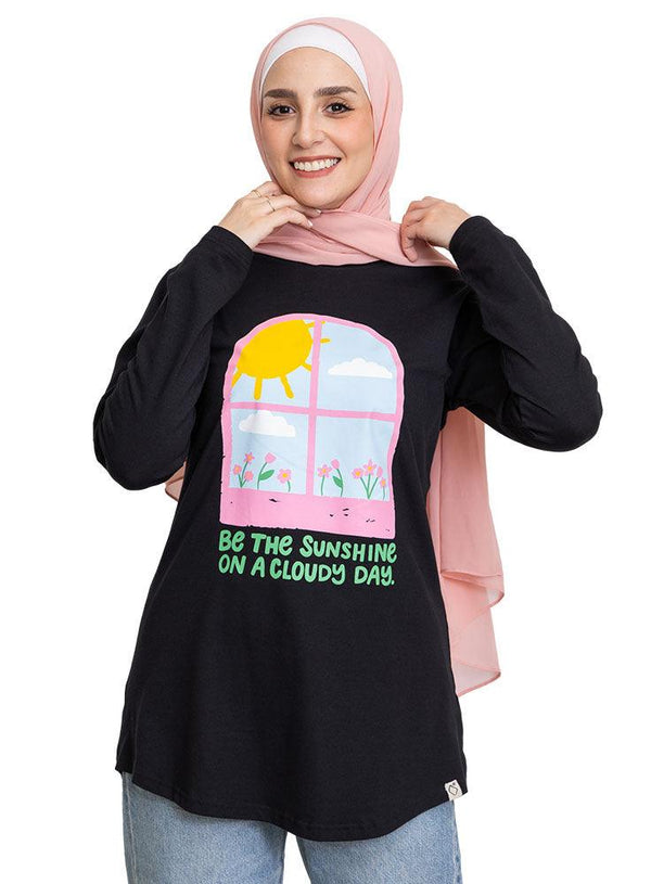 Black Printed Long - Sleeve Design 48 - Khotwh